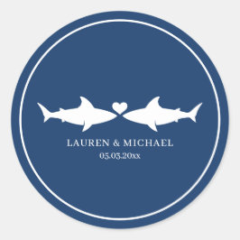 haai bruiloft met namen ovale Sticker