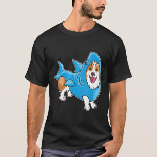Haai Corgi Hond Pakje Puppy Grote Witte T-shirt