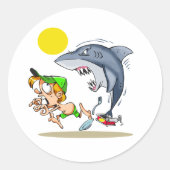 Haai die een jongen achtervolgt Stickers (Voorkant)