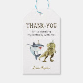 Haai & Dinosaurus Verjaardag Bedankt Cadeaulabel (Voorkant)