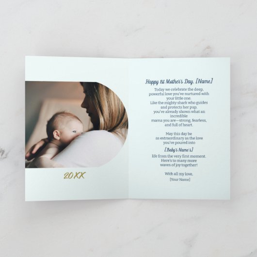 Haai en baby eerste Moederdag samen Kaart (Binnen)