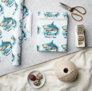 Haai en baby, Nieuwe baby, Vakantie Cadeaupapier