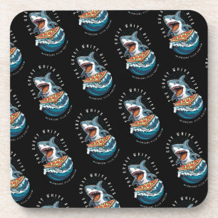 haai eten pizza   De grote witte beet Jawsome Bier Onderzetter