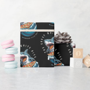 haai eten pizza   De grote witte beet Jawsome Cadeaupapier