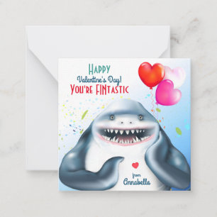 Haai Fintastische Kids Valentijnskaart voor in de Notitiekaartje