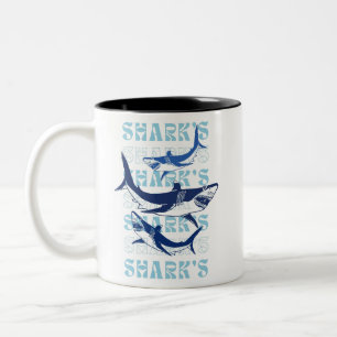 HAAI, HAAIEN, HAAIEN, STIJL TWEEKLEURIGE KOFFIEMOK
