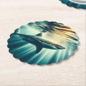 Haai in het diepblauwe zee & zonlicht kartonnen onderzetters (Gekanteld)