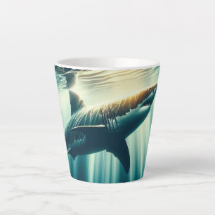 Haai in het diepblauwe zee & zonlicht latte mok
