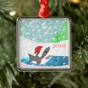 Haai in Santa Hat Kerstmis Ornament