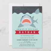 Haai Jongen Marine Blauw Zwembad Verjaardag Kaart (Voorkant)