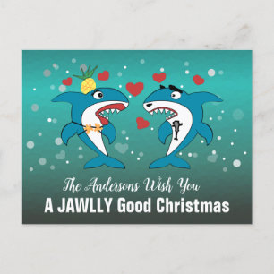 Haai Kerst Typografie Feestdagenkaart