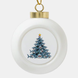 Haai Kerstboom Santa Hoed Kerstlichten Keramische Bal Ornament