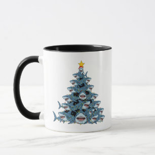 Haai Kerstboom Santa Hoed Kerstlichten   Mok