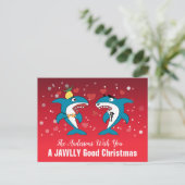 Haai Kerstmis Feestdagenkaart (Staand voorkant)
