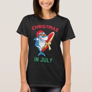 Haai Kerstmis In Juli Zomer Vakantie Strand Mannen T-shirt