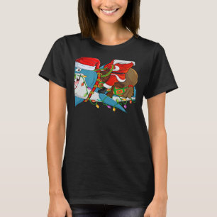 Haai Kerstverlichting Kerstman Ride Haai Kerstmis T-shirt