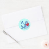 haai Kinder schattig Ronde Sticker (Envelop)