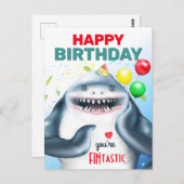 Haai Kinderen Verjaardag Briefkaart (Voorkant / Achterkant)