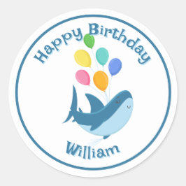 Haai met Ballons Classic Round Sticker