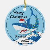 Haai met Santa Hat Custom Ornament (Voorkant)