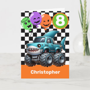 Haai Monster Truck 8e Verjaardag Halloween Kaart