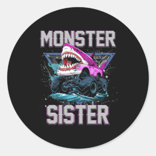 haai monster vrachtwagen zus monster vrachtwagen z ronde sticker