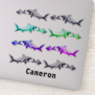 Haai na kleinere vis klei patroon Voeg naam toe Sticker