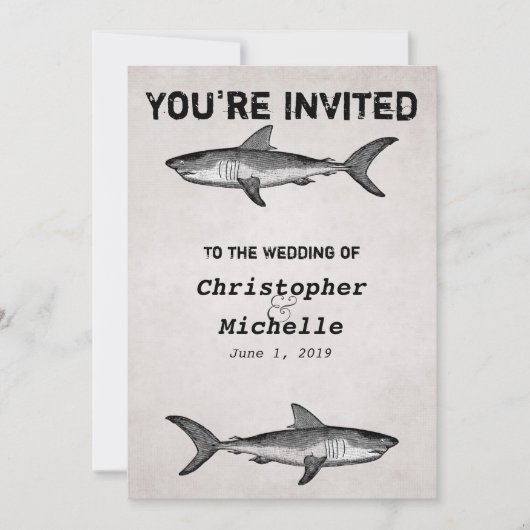  haai oceaan bruiloft uitnodigingen (Voorkant)