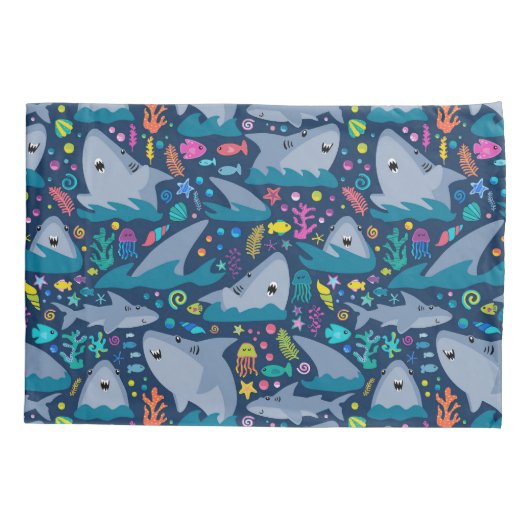 Haai onder het Zee Schattige gepersonaliseerd patr Kussensloop (Achterkant)