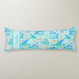 Haai onder het Zee Schattige gepersonaliseerd patr Lichaamskussen