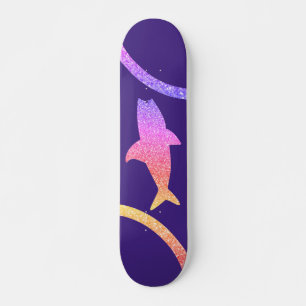 Haai Regenbooglitter Paarse skateboard