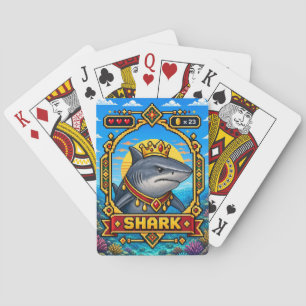 Haai Retro 8-Bit Pixelkunst Pokerkaarten