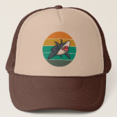 Haai Retro Zonsondergang Zomer Vissen Trucker Pet (Voorkant)