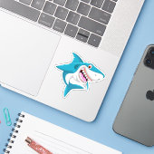 haai Sticker (Laptop met iPhone)