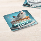 Haai thema verjaardagstaart kartonnen onderzetters (Gebogen)