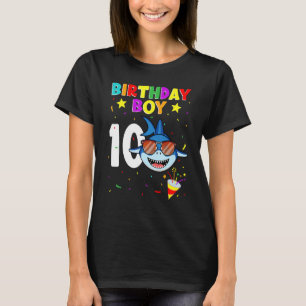 Haai verjaardag 10 jaar oud 10e verjaardag matchin t-shirt