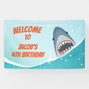 Haai Verjaardag Banner Zwembad party boy Ocean Spl