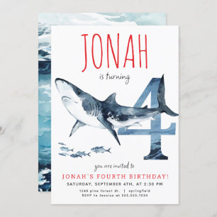 haai vierde verjaardag uitnodiging