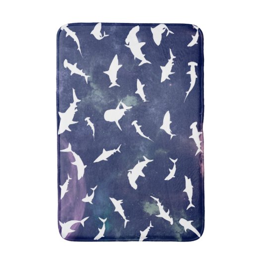 Haai vis witte schaduw op donkere galaxy Space Badmat (Voorkant Verticaal)