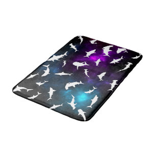 Haai vis witte schaduw op donkere galaxy Space Badmat