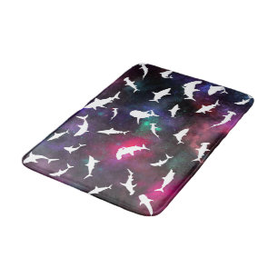 Haai vis witte schaduw op donkere galaxy Space Badmat
