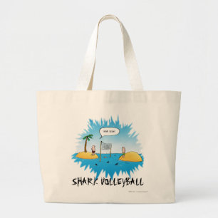 Haai Volleybal Grappige Cartoon Grote Tote Bag
