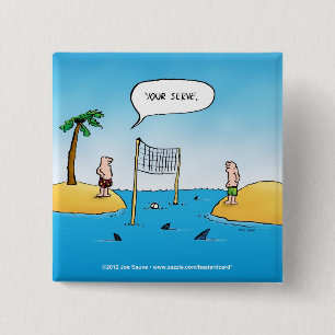 Haai Volleybal Grappige Cartoon Vierkante Button 5,1 Cm