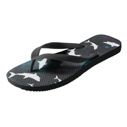 Haai witte schaduw op donkere galaxy Space Teenslippers (Schuin)