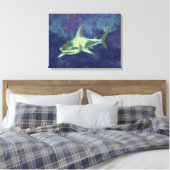 haai . zeeen, blauwe veroudering canvas afdruk (Insitu (Slaapkamer))