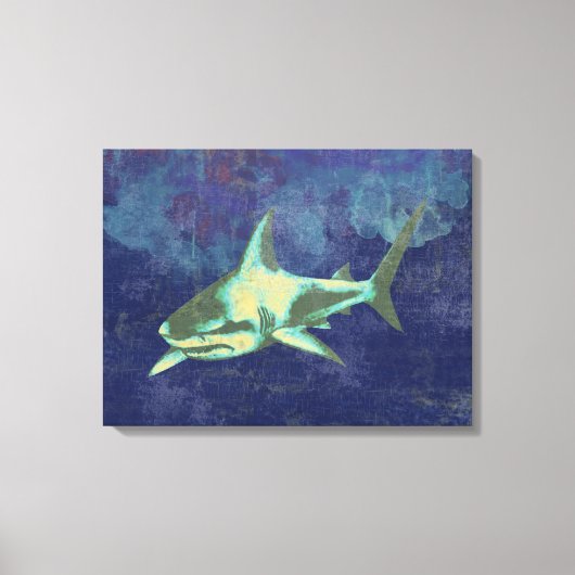 haai . zeeen, blauwe veroudering canvas afdruk (Voorkant)