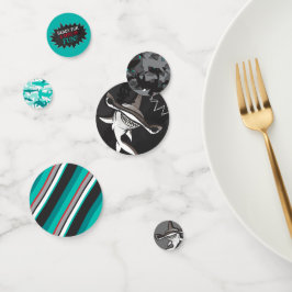 Haai zwart & teal camouflagepatroon ballon confetti