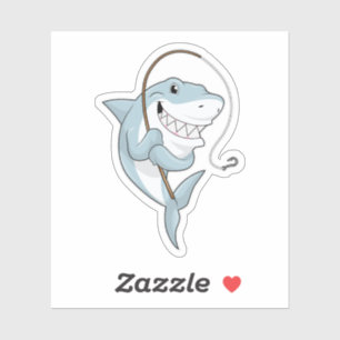 Haaien als Fisher met Geviste staaf Sticker