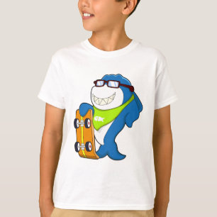 Haaien als Skater met Skateboard T-shirt
