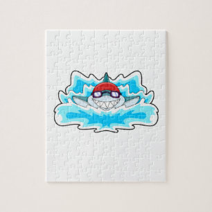 Haaien bij zwemmen met zwembril legpuzzel